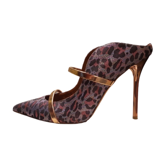 MALONE SOULIERSRose Gold Leopard Print Maureen Mules in Size EU 38.5 …